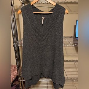 Free People grey wool v-neck vest Sz S